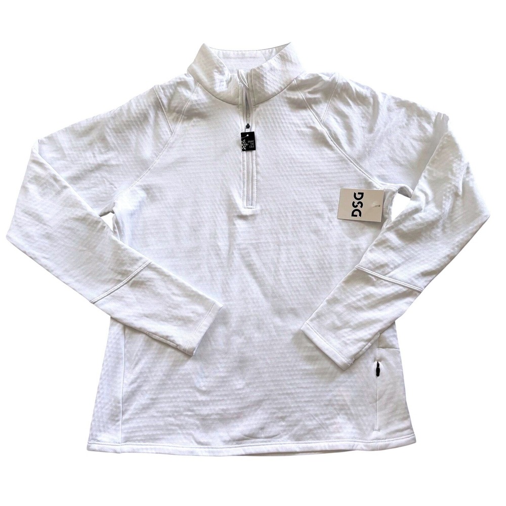DSG Run Grid 1/4 Zip Women Pure White Fleece Mesh Pullover GAW24202 Size M NEW - Picture 8 of 8
